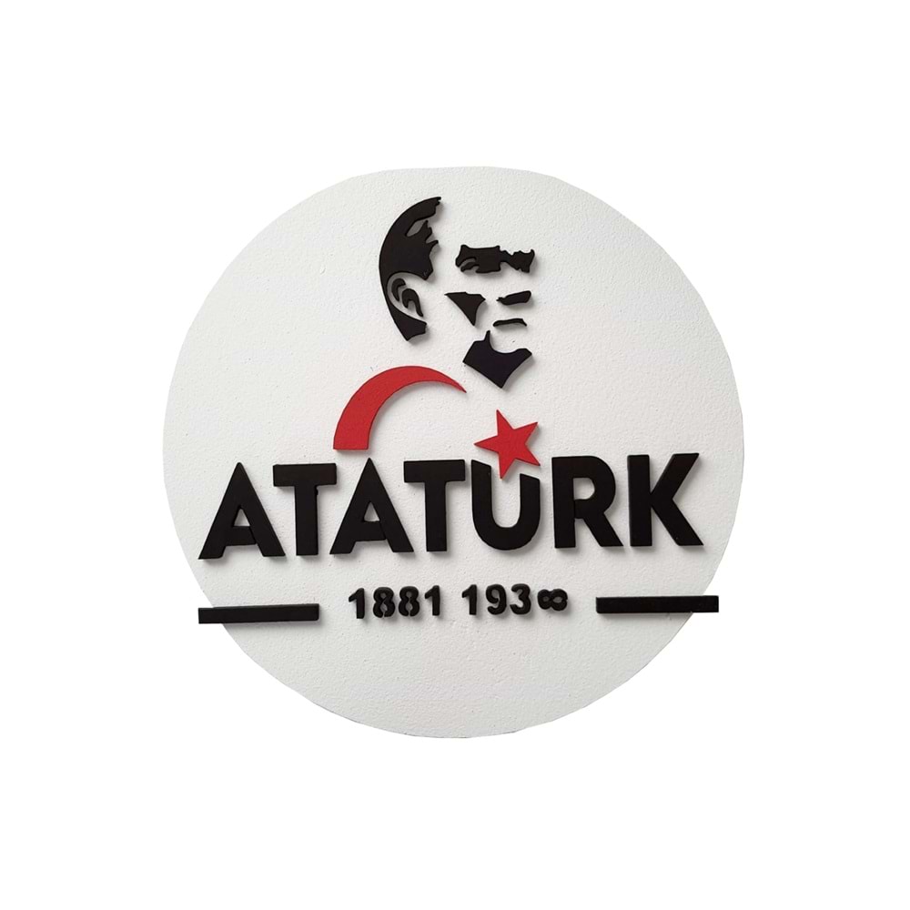 Atatürk Tarihli Daire (Beyaz 57 cm)