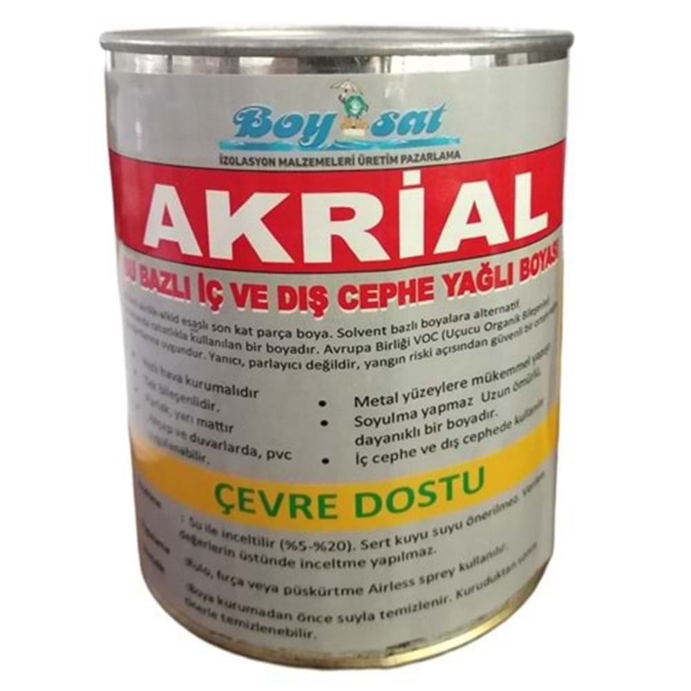 Akrial Silikonlu İç ve Dış Cephe Su Bazlı Ahşap Yağlı Boyası (2 Kg)