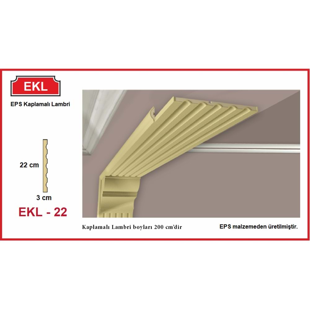 Dekoras Kaplamalı Lambri EKL-22 cm (22x3 cm) (EPS)