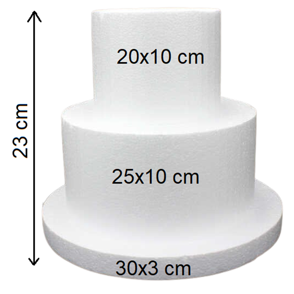 Strafor 2 Katlı Maket Pasta (20x10-25x10 cm) Tabanlık 30x3 cm