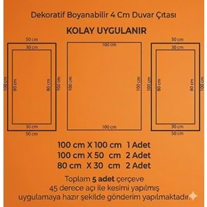Dekoras Dekoratif Boyanabilir Strafor Hazır Kesimli Duvar Çıtası Paketi 4 Cm (iç içe)