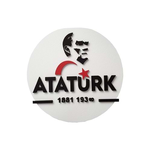 Atatürk Tarihli Daire (Beyaz 57 cm)