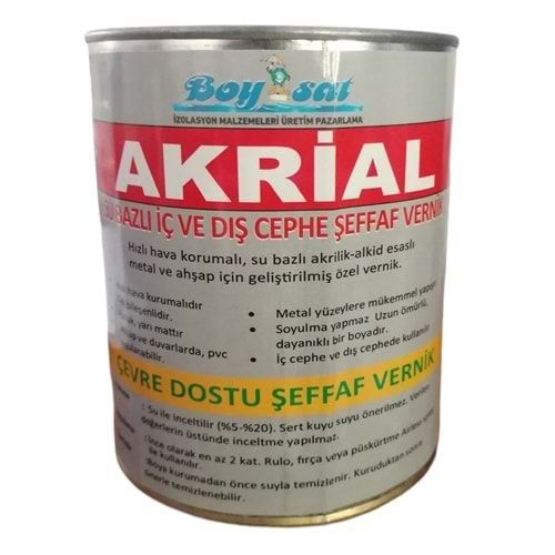 Akrial Silikonlu İç ve Dış Cephe Su Bazlı Şeffaf Vernik (2 Kg)