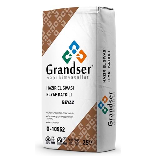 Grandser Hazır El Sıvası Elyaf Katkılı (Beyaz) 25 kg