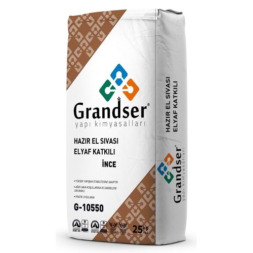 Grandser Hazır El Sıvası Elyaf Katkılı (İnce) 25 kg