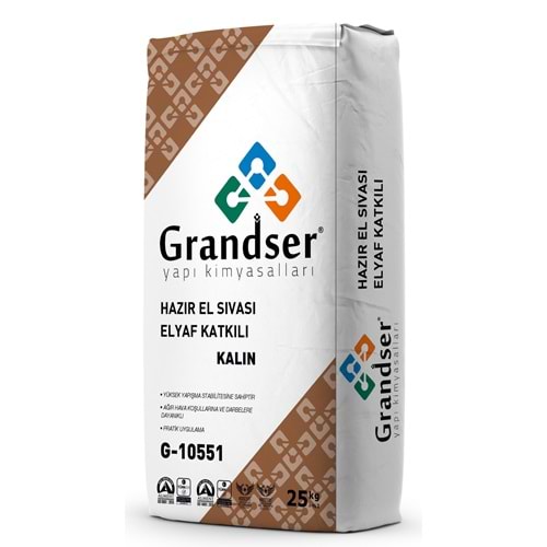 Grandser Hazır El Sıvası Elyaf Katkılı (Kalın) 25 kg