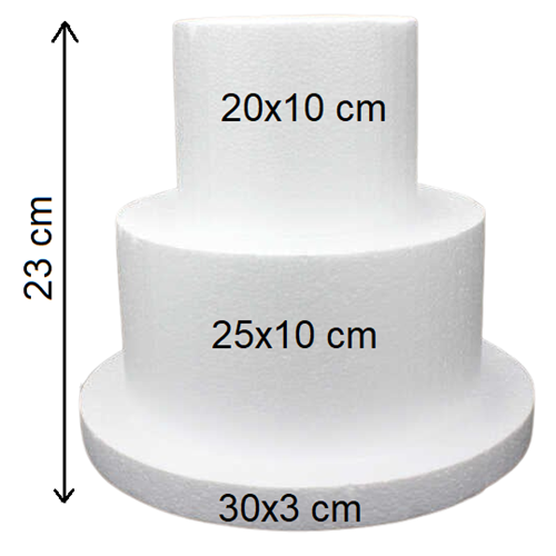 Strafor 2 Katlı Maket Pasta (20x10-25x10 cm) Tabanlık 30x3 cm