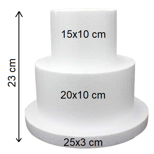 Strafor 2 Katlı Maket Pasta (15x10-20x10 cm) Tabanlık 25x3 cm